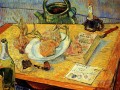 Naturaleza muerta con tablero de dibujo, pipa, cebollas y lacre Vincent van Gogh